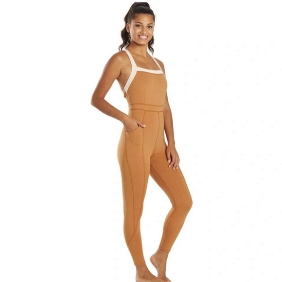 Free People FP Movement Rebel Onesie jumpsuit in Burnt Topaz size Small - Picture 3 of 7
